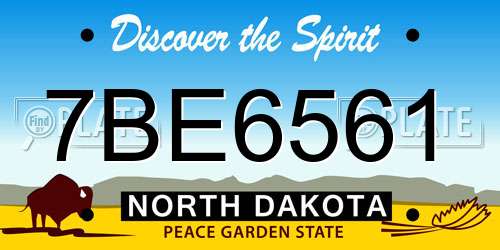 7BE6561 North Dakota License Plate