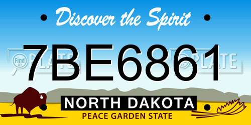 7BE6861 North Dakota License Plate