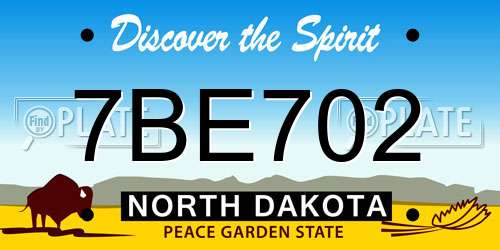 7BE702 North Dakota License Plate