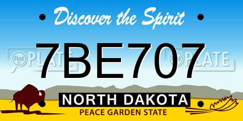 7BE707 North Dakota License Plate