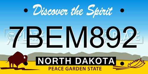 7BEM892 North Dakota License Plate