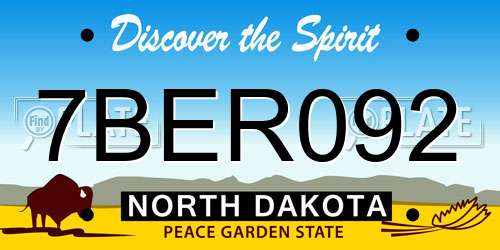 7BER092 North Dakota License Plate