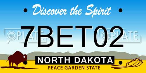 7BET02 North Dakota License Plate