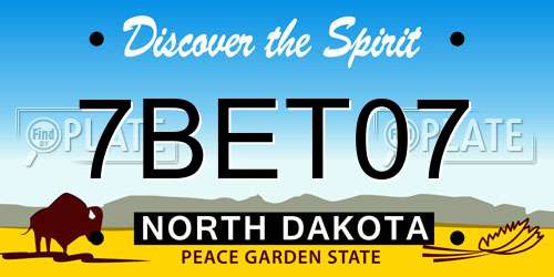 7BET07 North Dakota License Plate