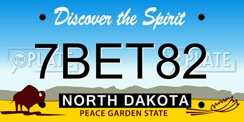 7BET82 North Dakota License Plate