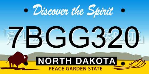 7BGG320 North Dakota License Plate