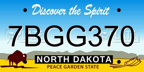 7BGG370 North Dakota License Plate