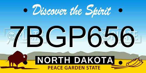 7BGP656 North Dakota License Plate