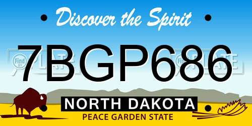 7BGP686 North Dakota License Plate