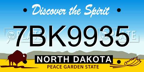 7BK9935 North Dakota License Plate