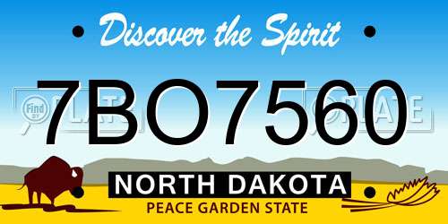 7BO7560 North Dakota License Plate