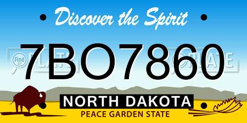 7BO7860 North Dakota License Plate