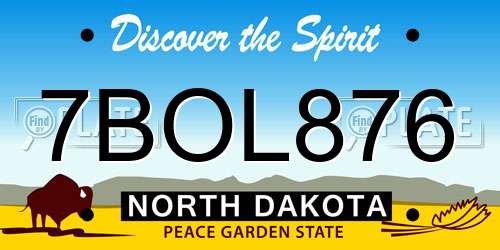 7BOL876 North Dakota License Plate