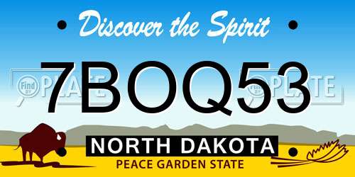 7BOQ53 North Dakota License Plate