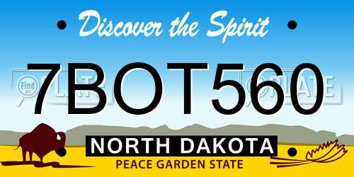 7BOT560 North Dakota License Plate
