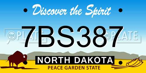 7BS387 North Dakota License Plate