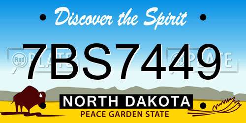 7BS7449 North Dakota License Plate