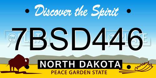 7BSD446 North Dakota License Plate