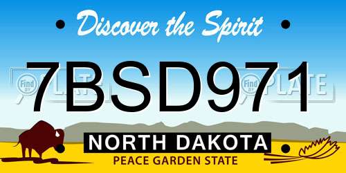 7BSD971 North Dakota License Plate