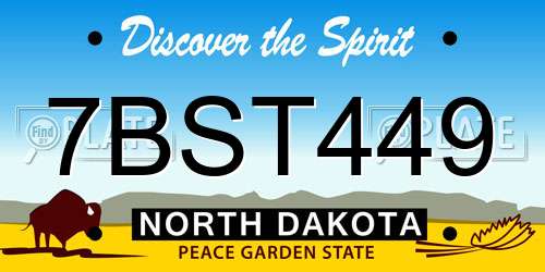 7BST449 North Dakota License Plate