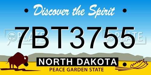 7BT3755 North Dakota License Plate