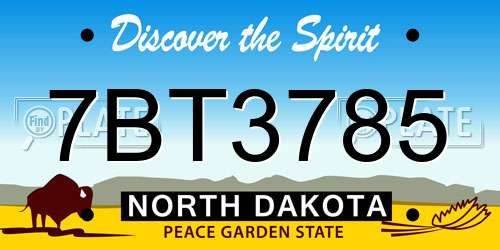 7BT3785 North Dakota License Plate