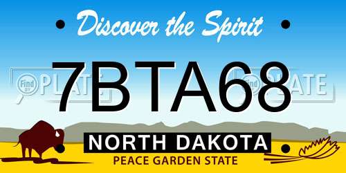 7BTA68 North Dakota License Plate