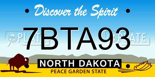 7BTA93 North Dakota License Plate