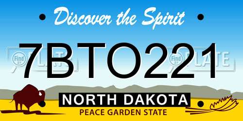 7BTO221 North Dakota License Plate