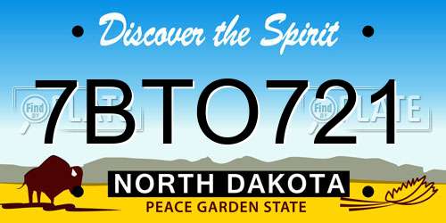 7BTO721 North Dakota License Plate