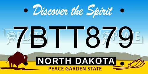 7BTT879 North Dakota License Plate
