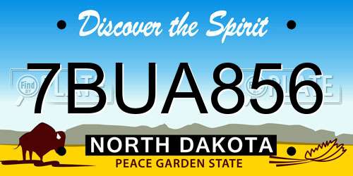 7BUA856 North Dakota License Plate