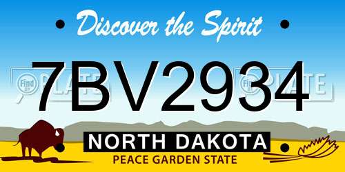 7BV2934 North Dakota License Plate