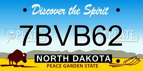 7BVB62 North Dakota License Plate