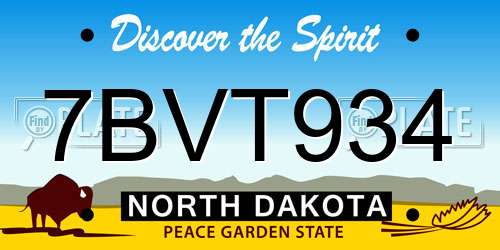 7BVT934 North Dakota License Plate