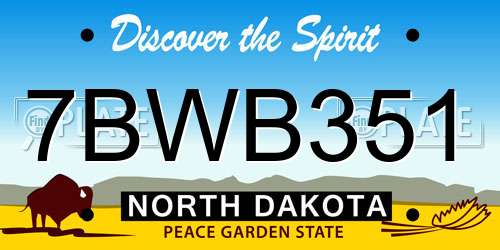 7BWB351 North Dakota License Plate