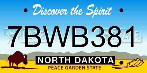 7BWB381 North Dakota License Plate