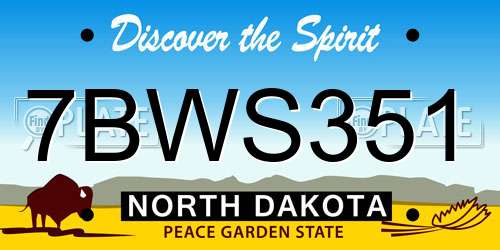 7BWS351 North Dakota License Plate