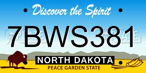 7BWS381 North Dakota License Plate