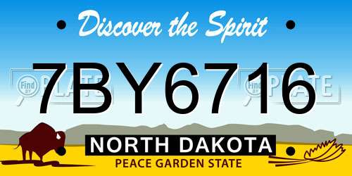 7BY6716 North Dakota License Plate