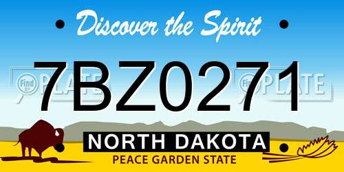 7BZ0271 North Dakota License Plate