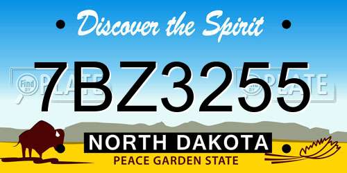 7BZ3255 North Dakota License Plate