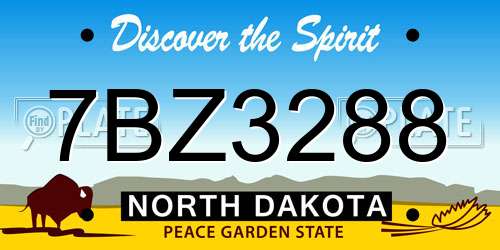 7BZ3288 North Dakota License Plate