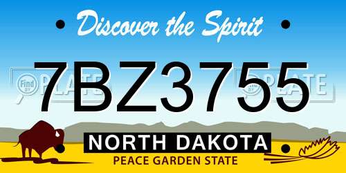 7BZ3755 North Dakota License Plate