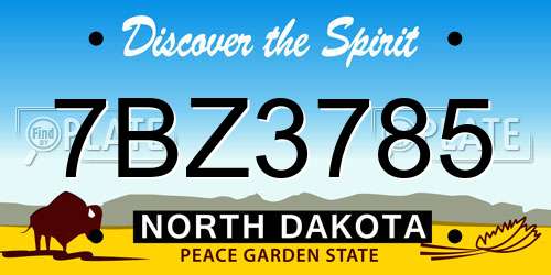 7BZ3785 North Dakota License Plate