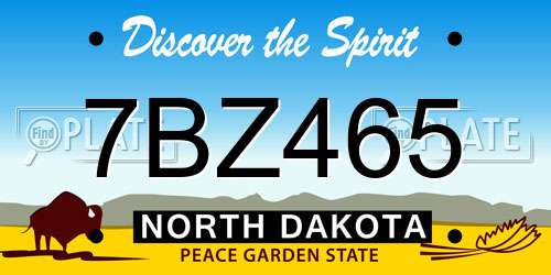 7BZ465 North Dakota License Plate