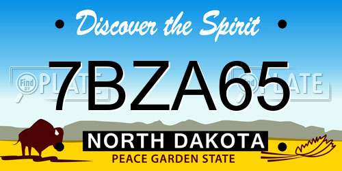 7BZA65 North Dakota License Plate