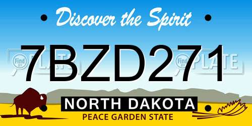 7BZD271 North Dakota License Plate