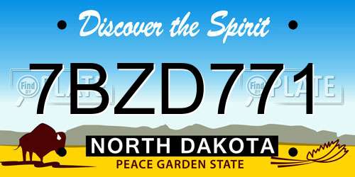 7BZD771 North Dakota License Plate