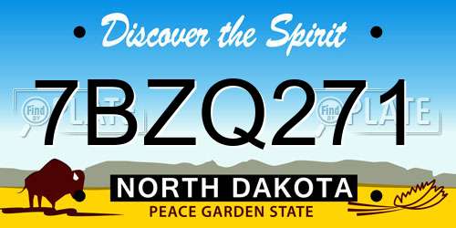 7BZQ271 North Dakota License Plate